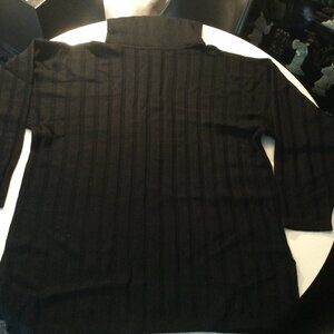 Kathryn Deene 18/20 solid Black Vertical pattern Ladies Knit sweater Vintage